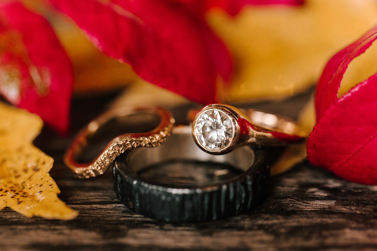 Custom engagement and wedding band by Kate Furman