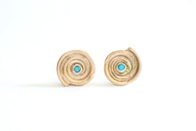 Load image into Gallery viewer, Spiraling Shell Turquoise Stud Earrings