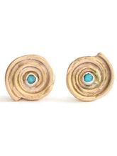 Load image into Gallery viewer, Spiraling Shell Turquoise Stud Earrings