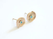 Load image into Gallery viewer, Spiraling Shell Turquoise Stud Earrings