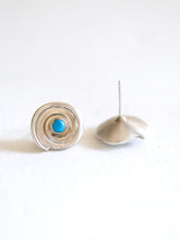 Load image into Gallery viewer, Spiraling Shell Turquoise Stud Earrings