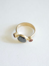 Load image into Gallery viewer, Rosecut Black Diamond and Pink Tourmaline Trio Ring

