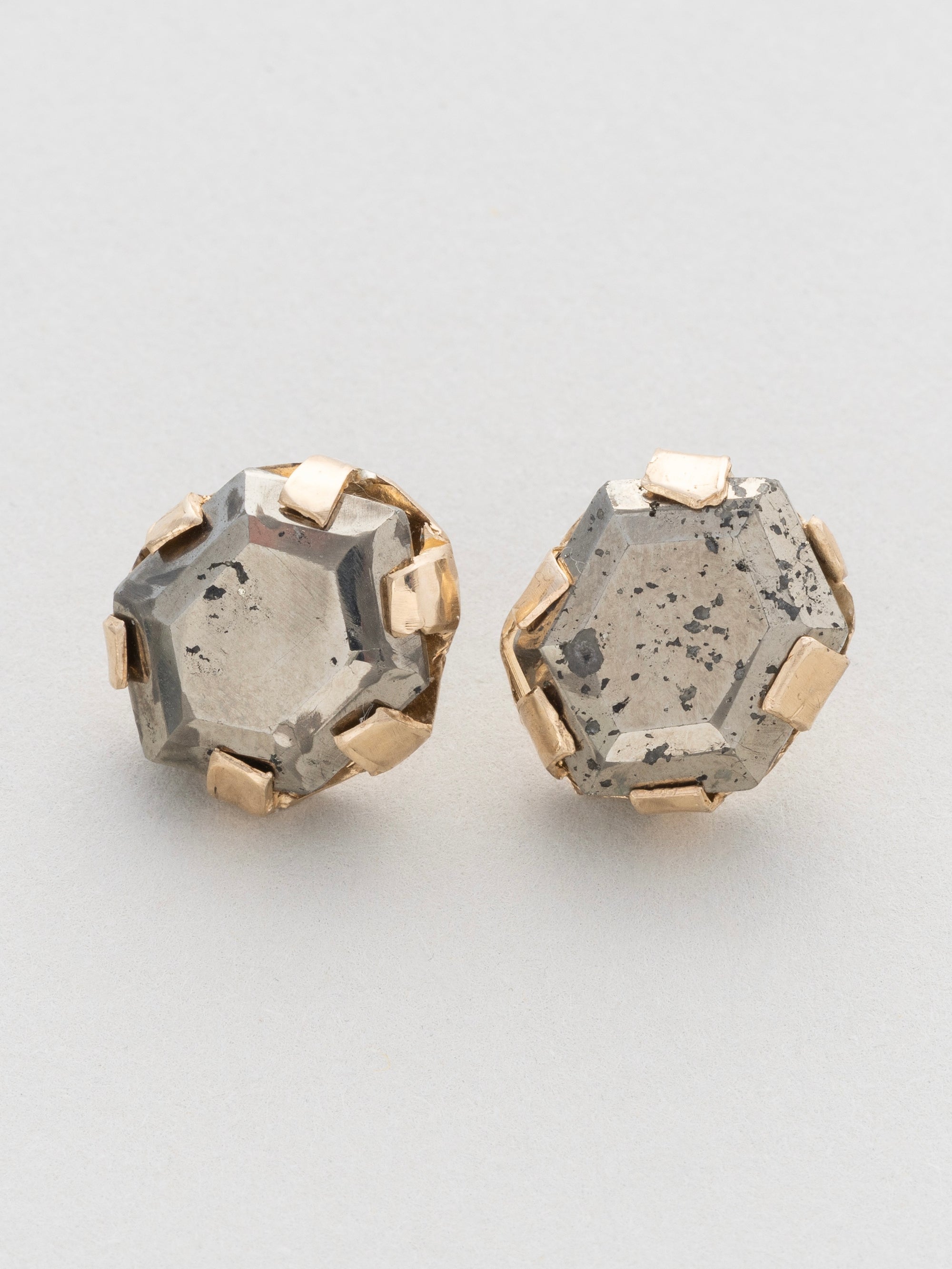 Pyrite Gold Stud Earrings