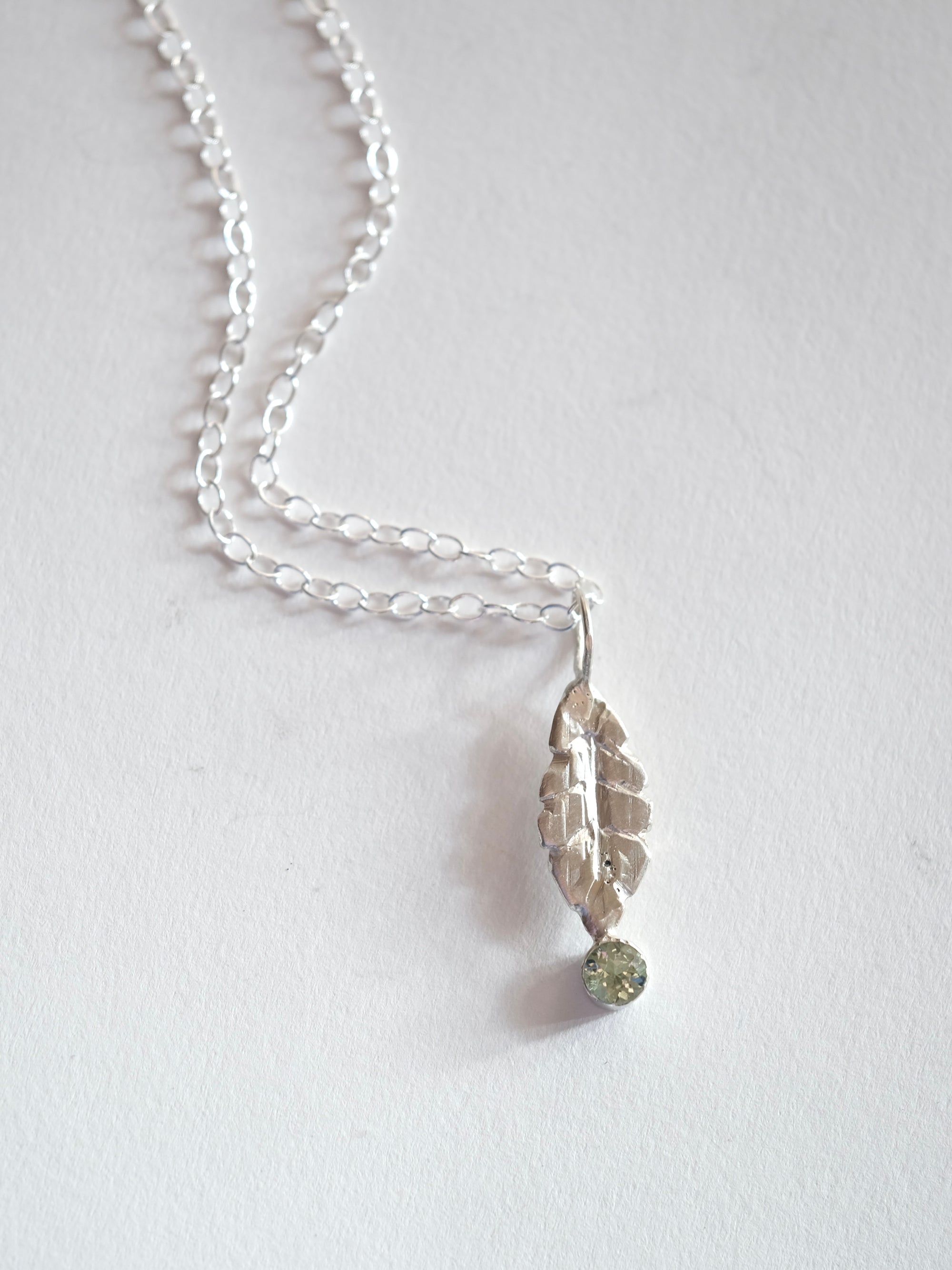 Green Tourmaline Leaf Pendant
