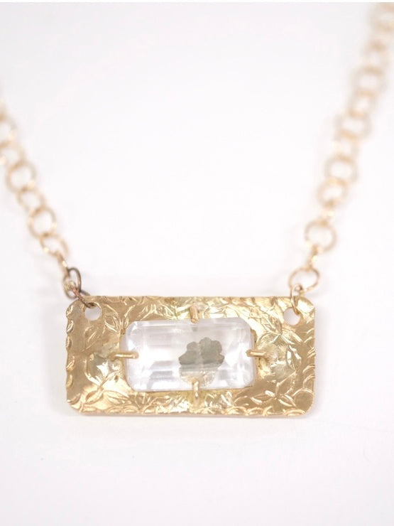 Hand Engraved Quartz Horizontal Necklace