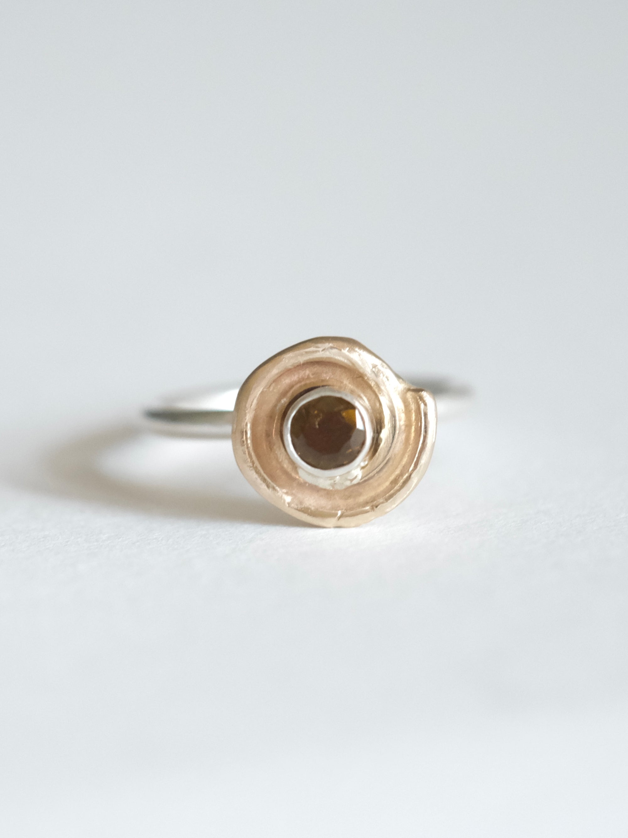 Spiraling Tourmaline Seashell Ring