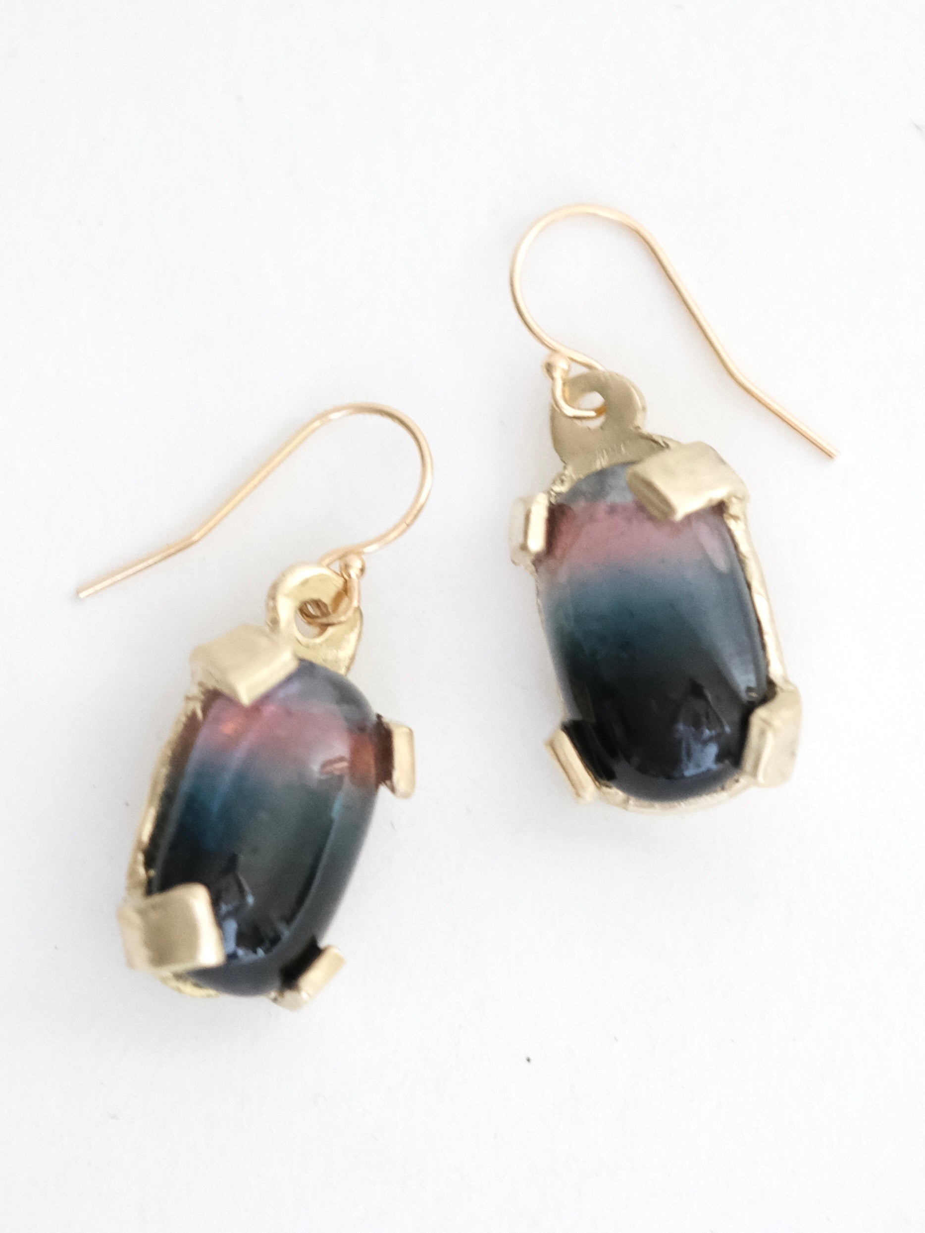 Bicolored Tourmaline Dangle Earrings