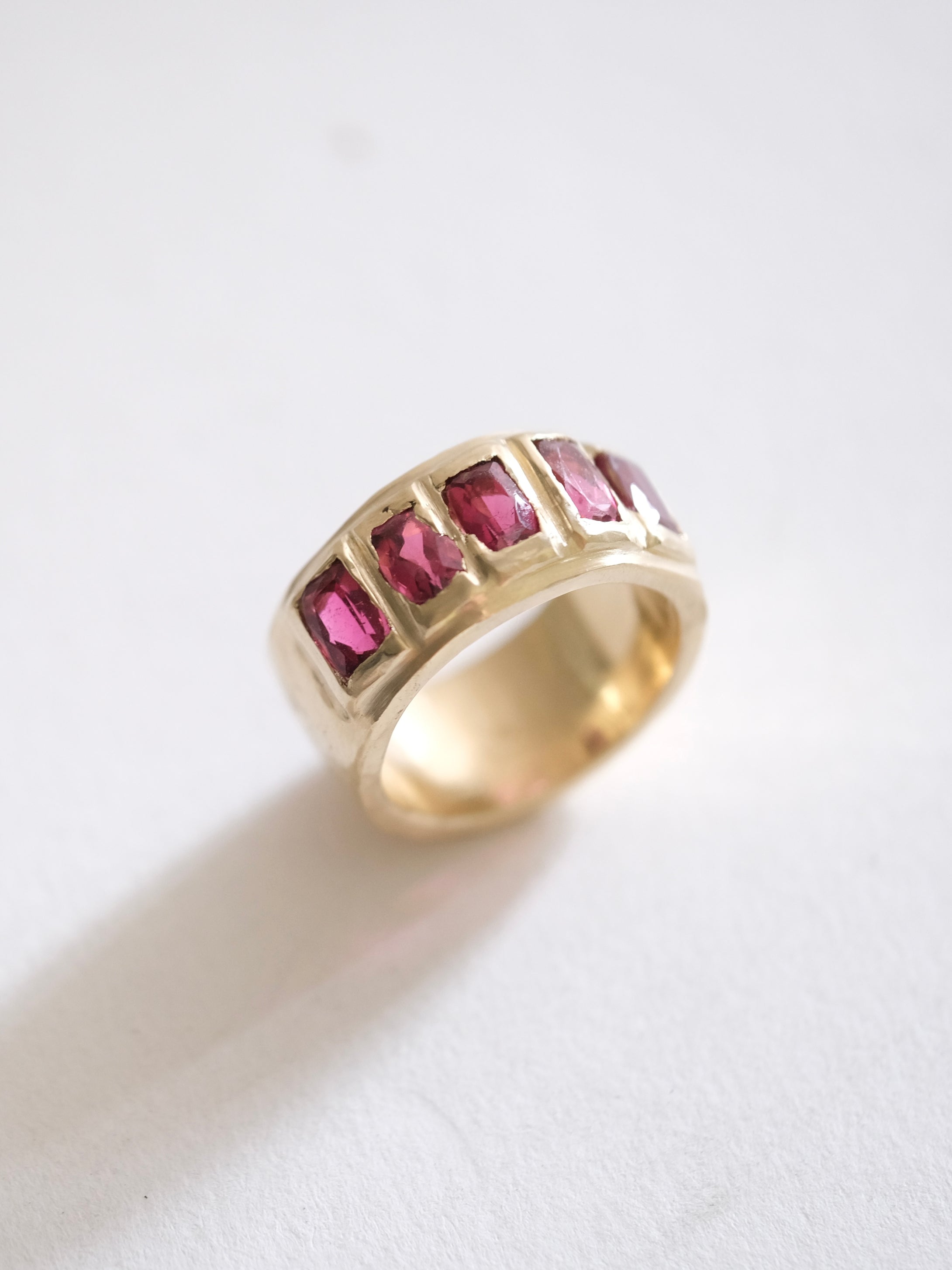 Pink Tourmaline Wide Ring Band