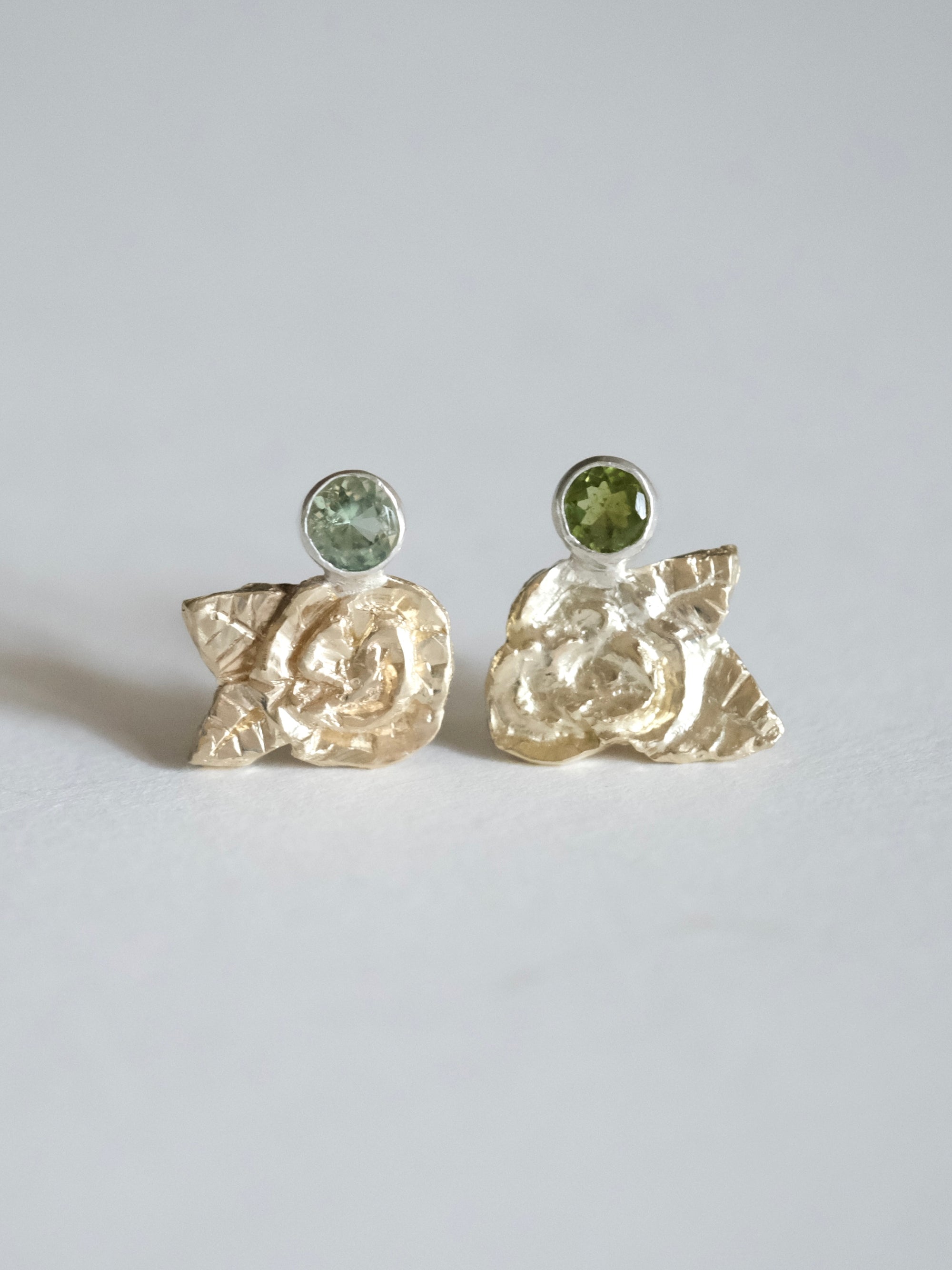 Tourmaline Rose Stud Earrings