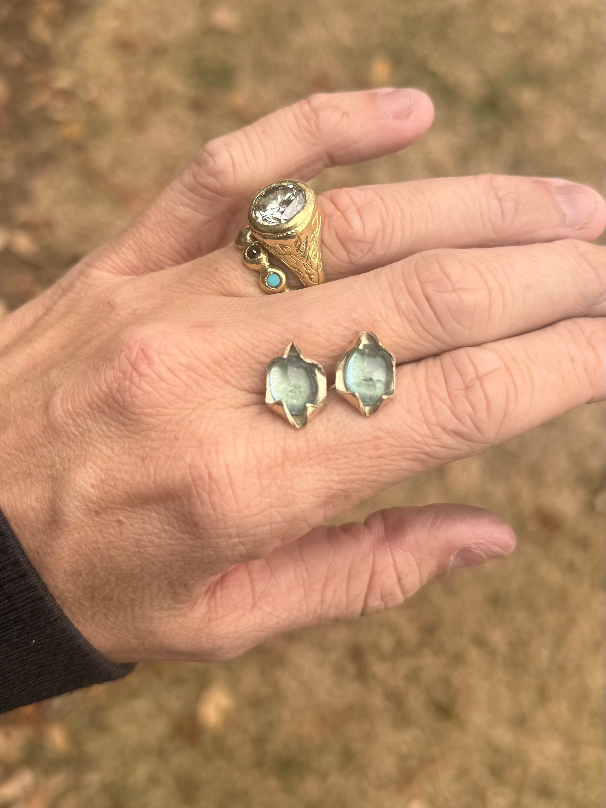 Blue Tourmaline Stud Earrings