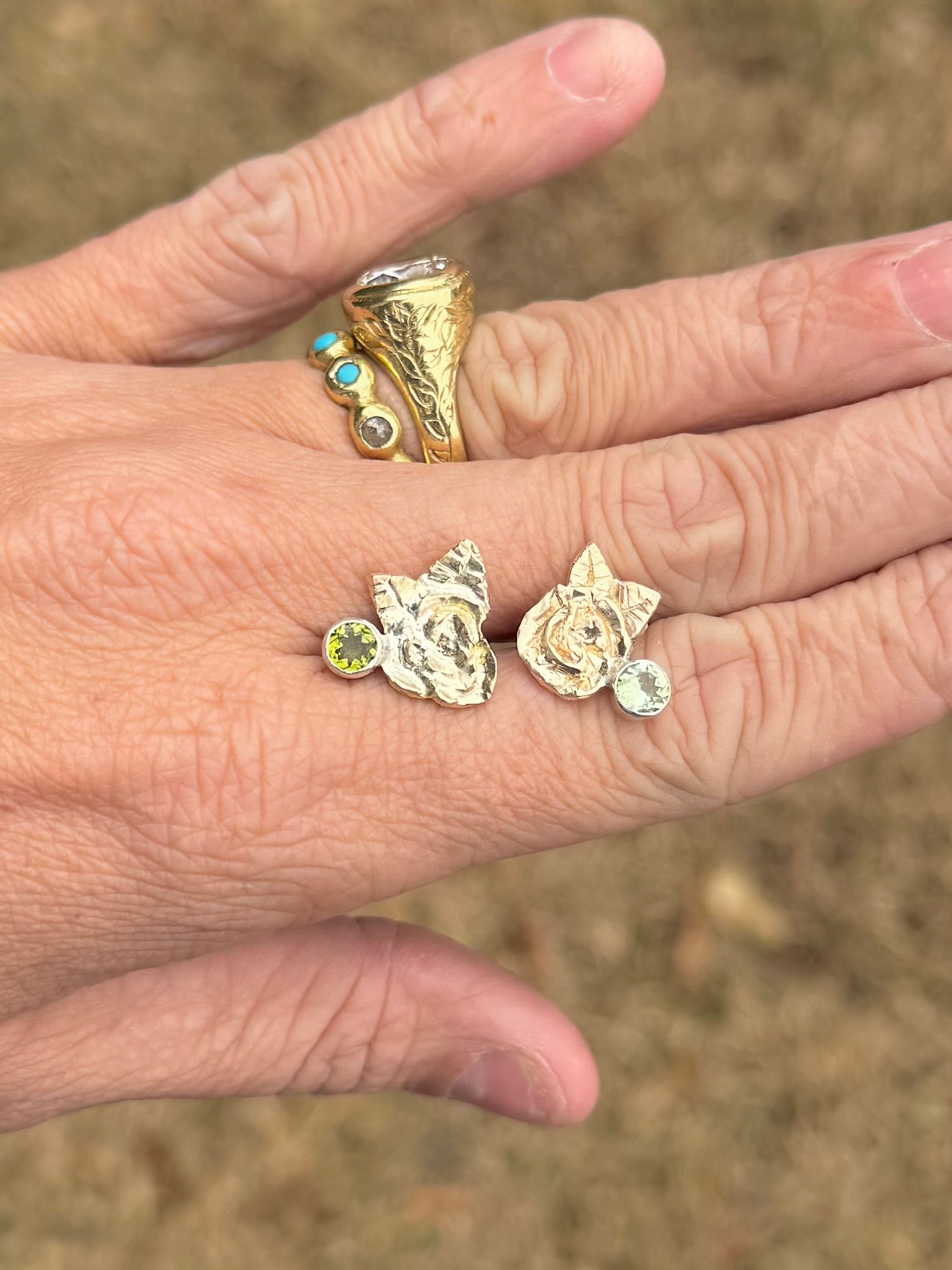 Tourmaline Rose Stud Earrings