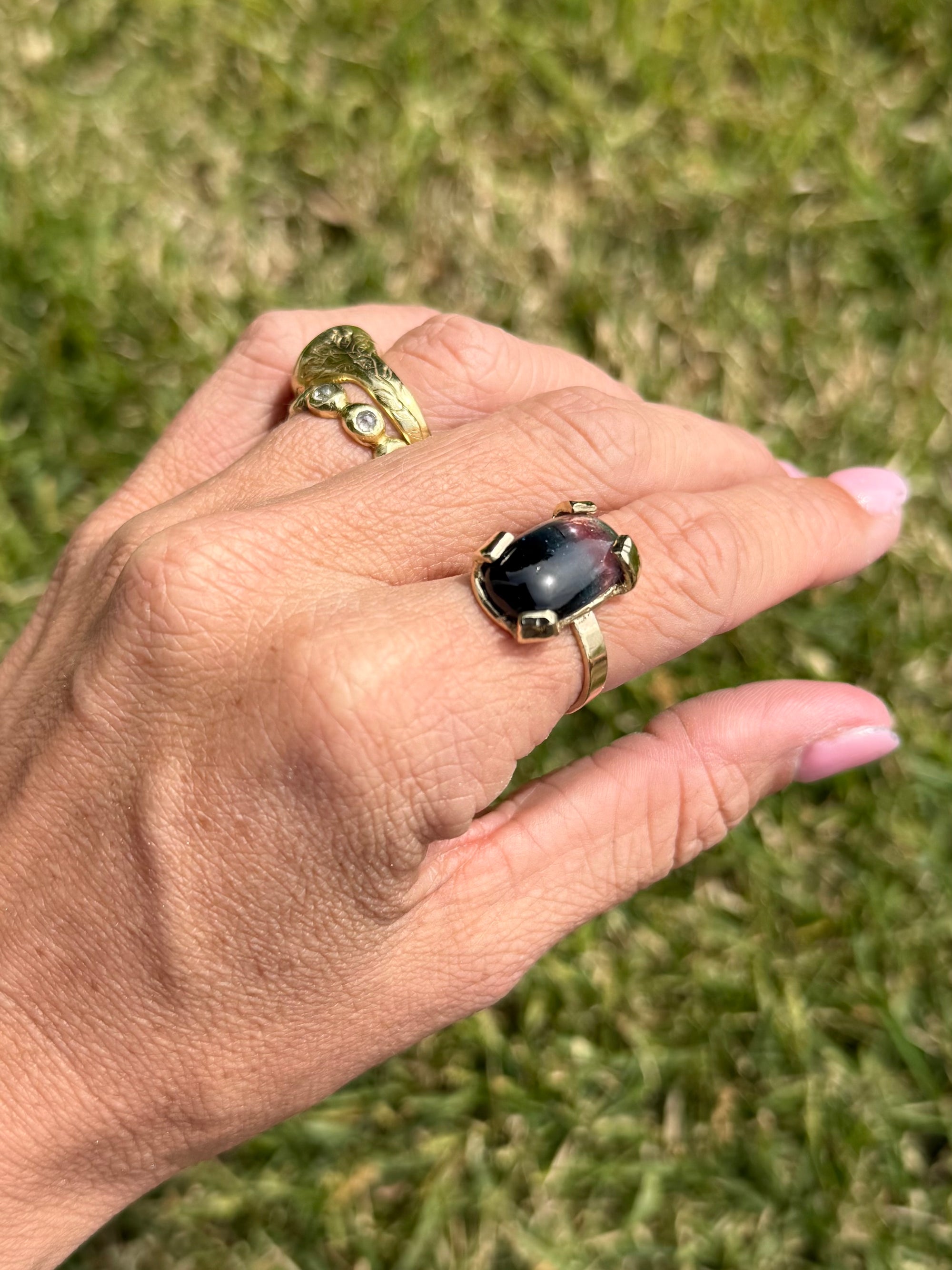 Tri Colored Tourmaline Ring