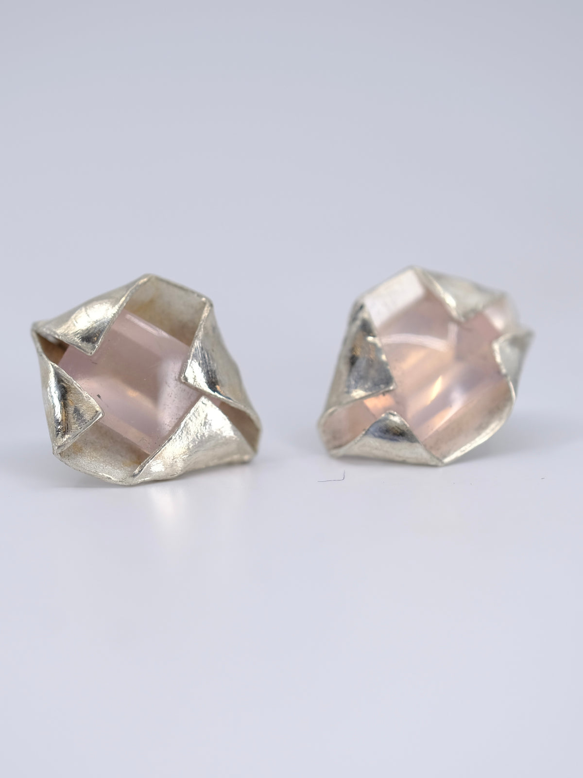 Rose Quartz in Sterling Silver Stud Earrings