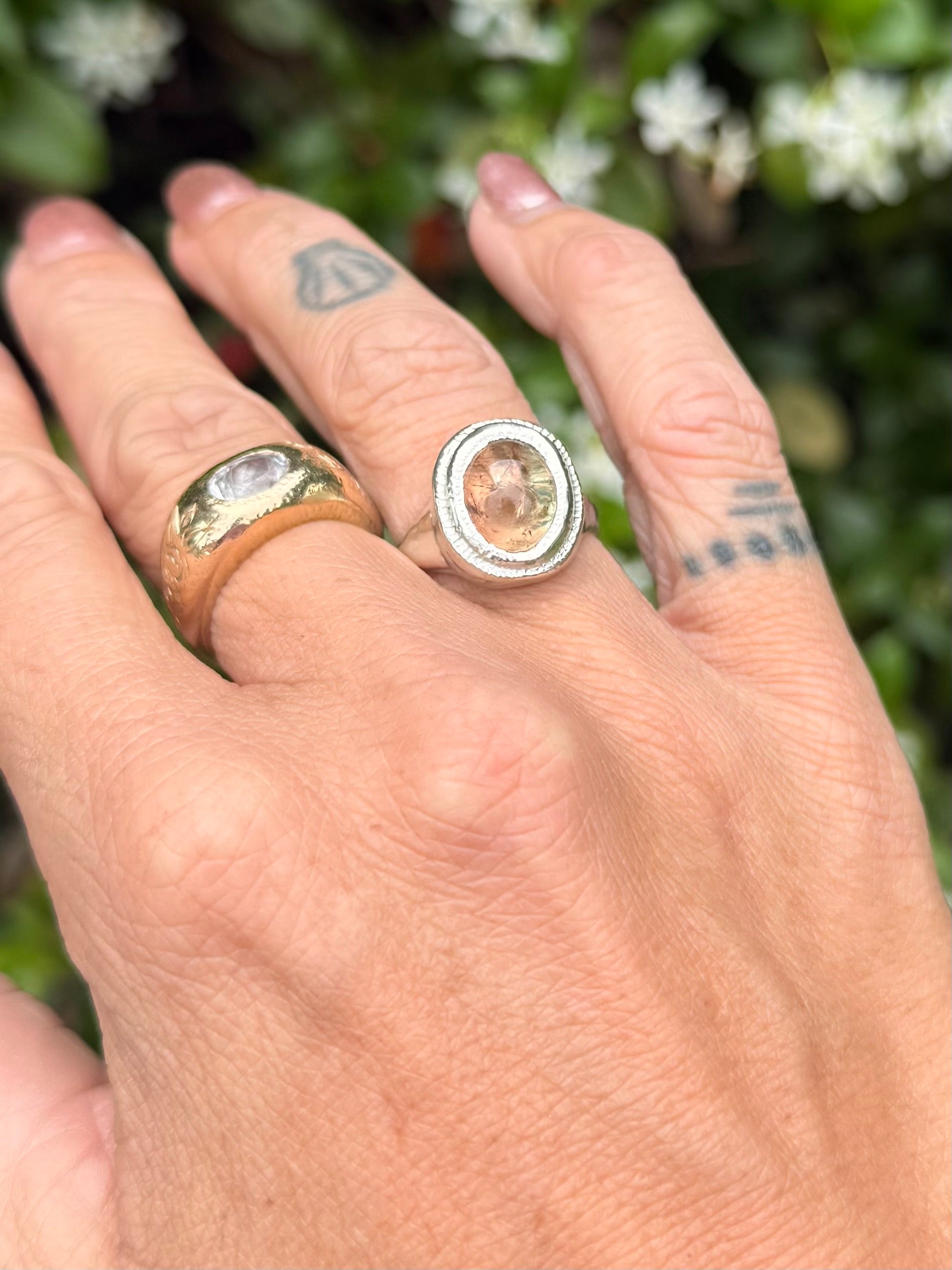 Peach Tourmaline in Silver Ring