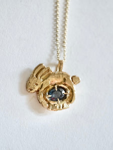 Blue-Green Sapphire Bunny Pendant