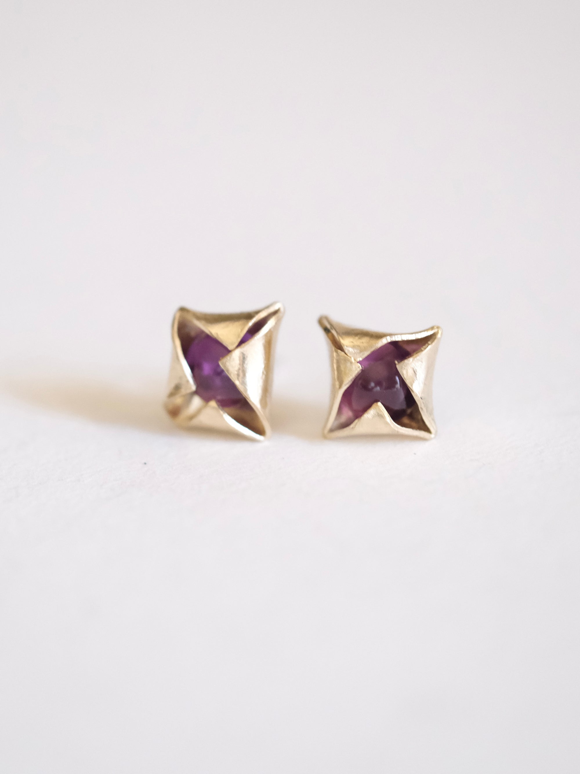 Amethyst and Gold Stud Earrings