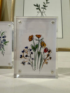 Tiny Flower Drawings in Acrylic Frames