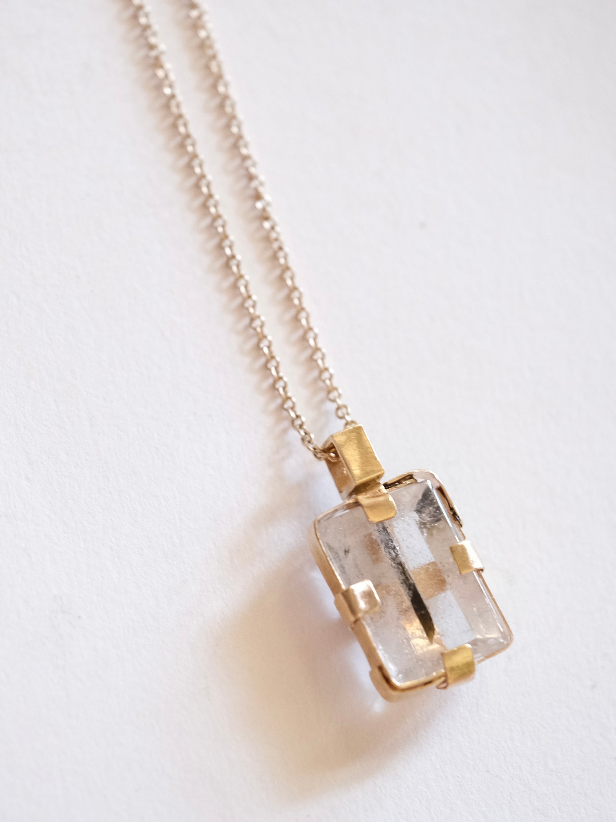 Geometric Wrapped Quartz Pendant