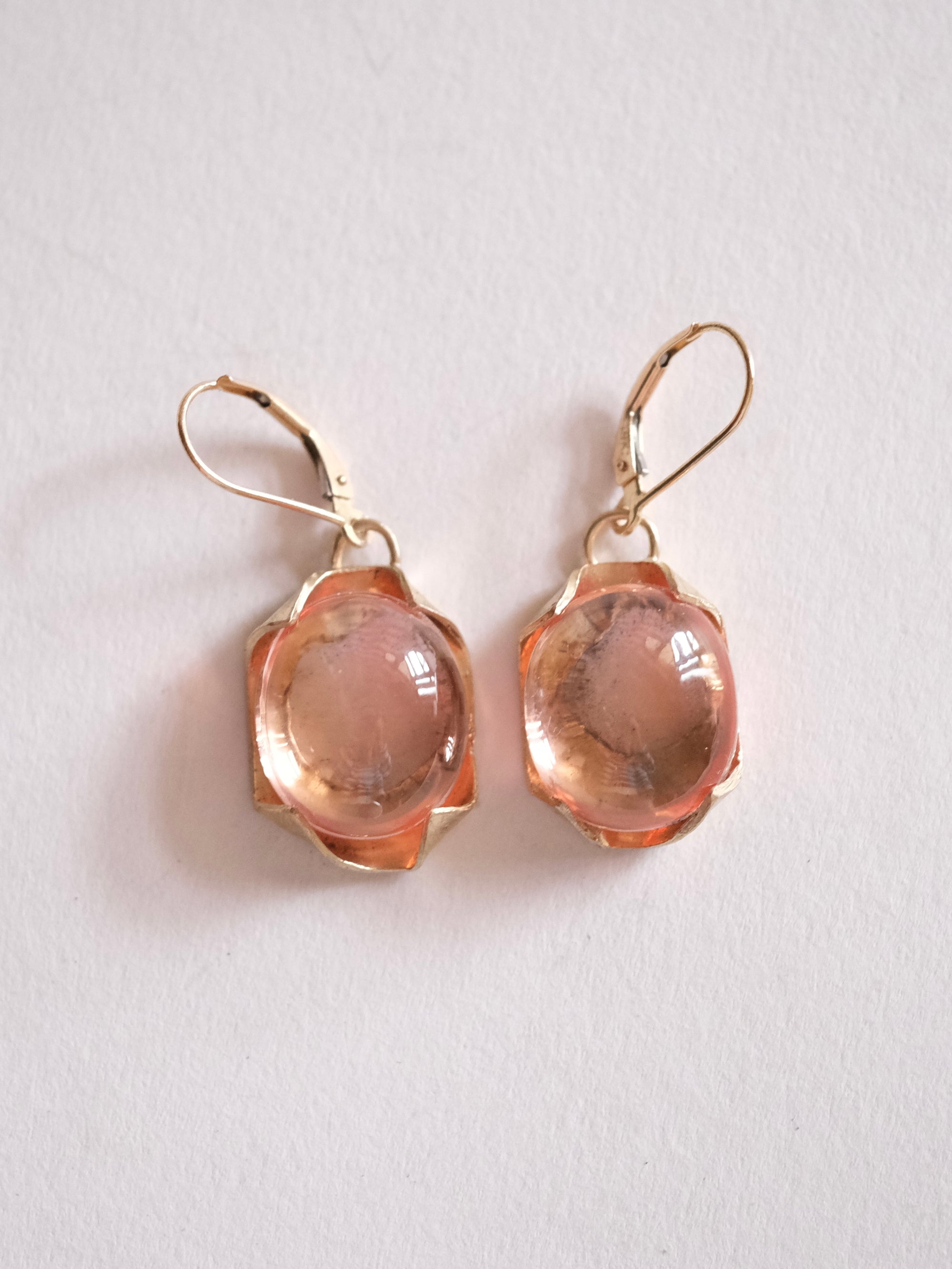Peach Sapphire Dangle Earrings