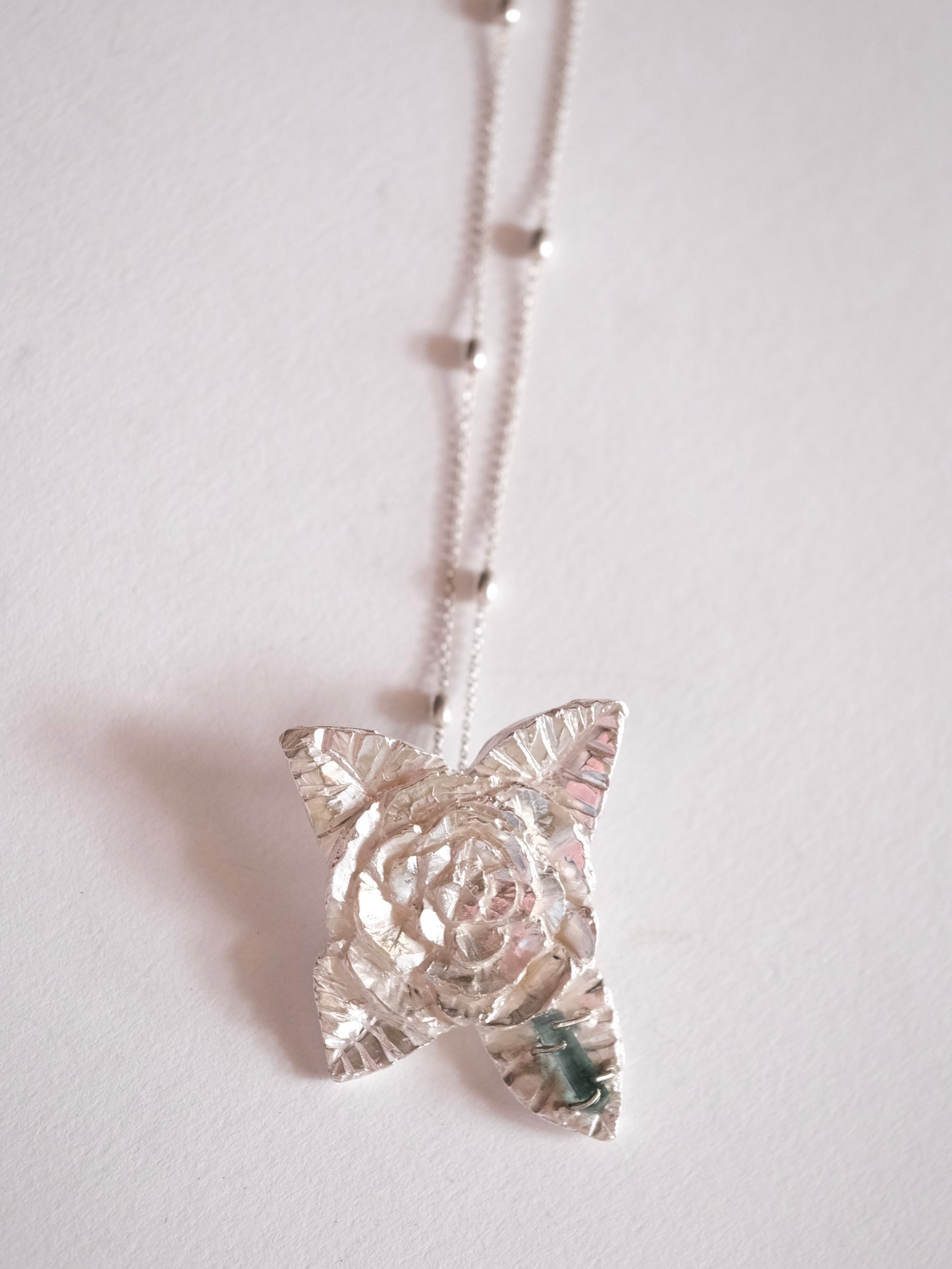 Aquamarine Flower Pendant on Chain