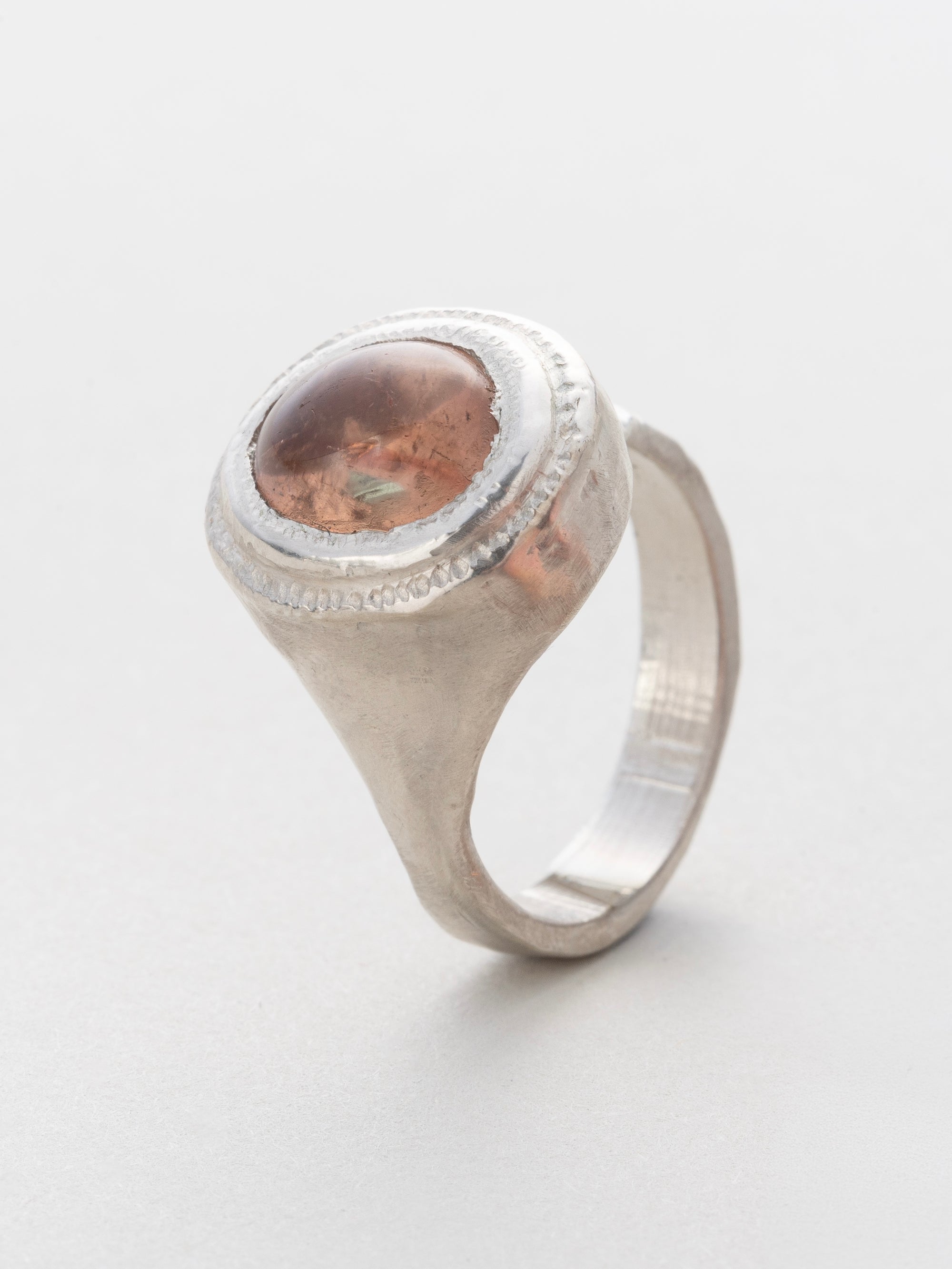 Peach Tourmaline in Silver Ring