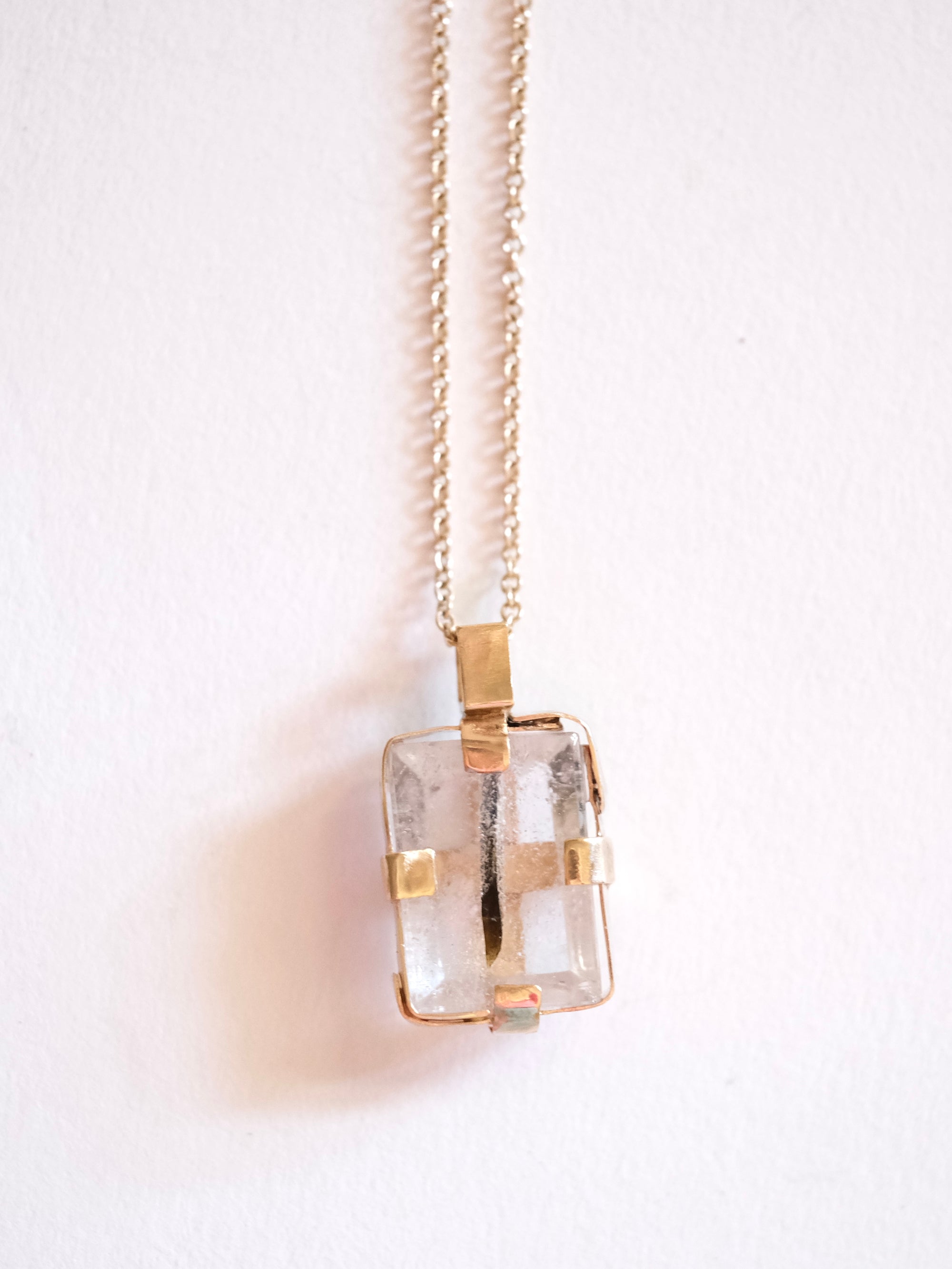 Geometric Wrapped Quartz Pendant