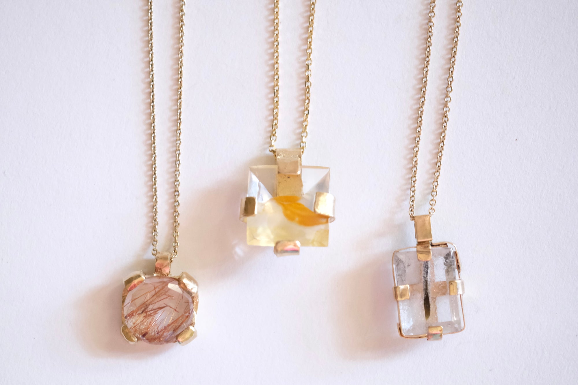 Geometric Hematoid Quartz Pendant