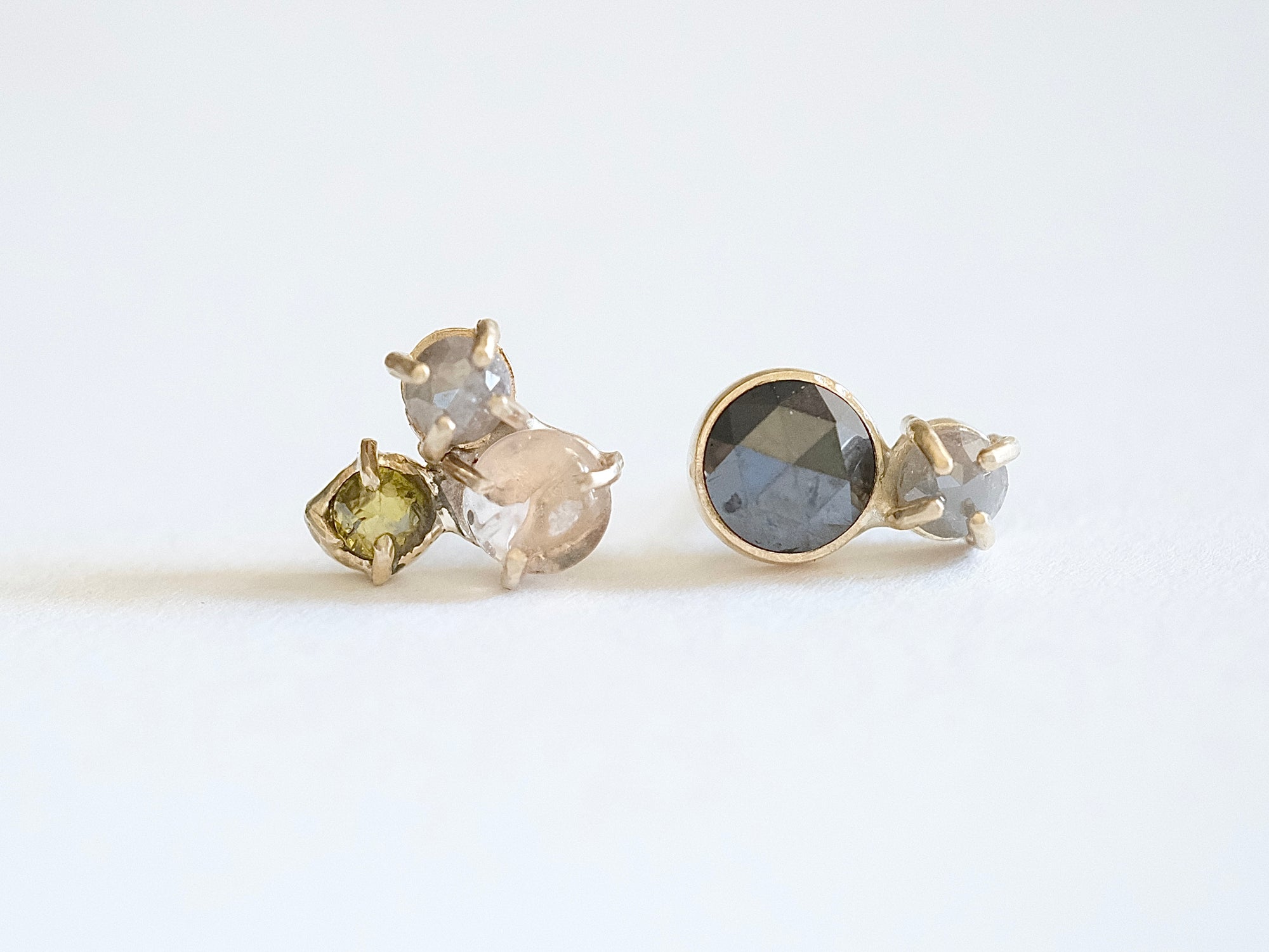 Asymmetrical Diamond Stud Earrings