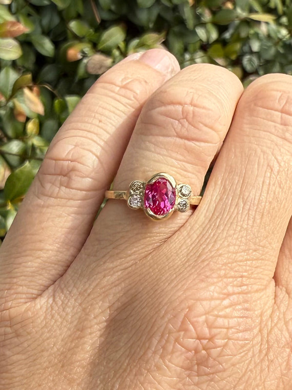 Pink Sapphire with Champagne Diamond Engagement or Special Occasion Ring