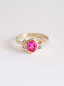 Pink Sapphire with Champagne Diamond Engagement or Special Occasion Ring