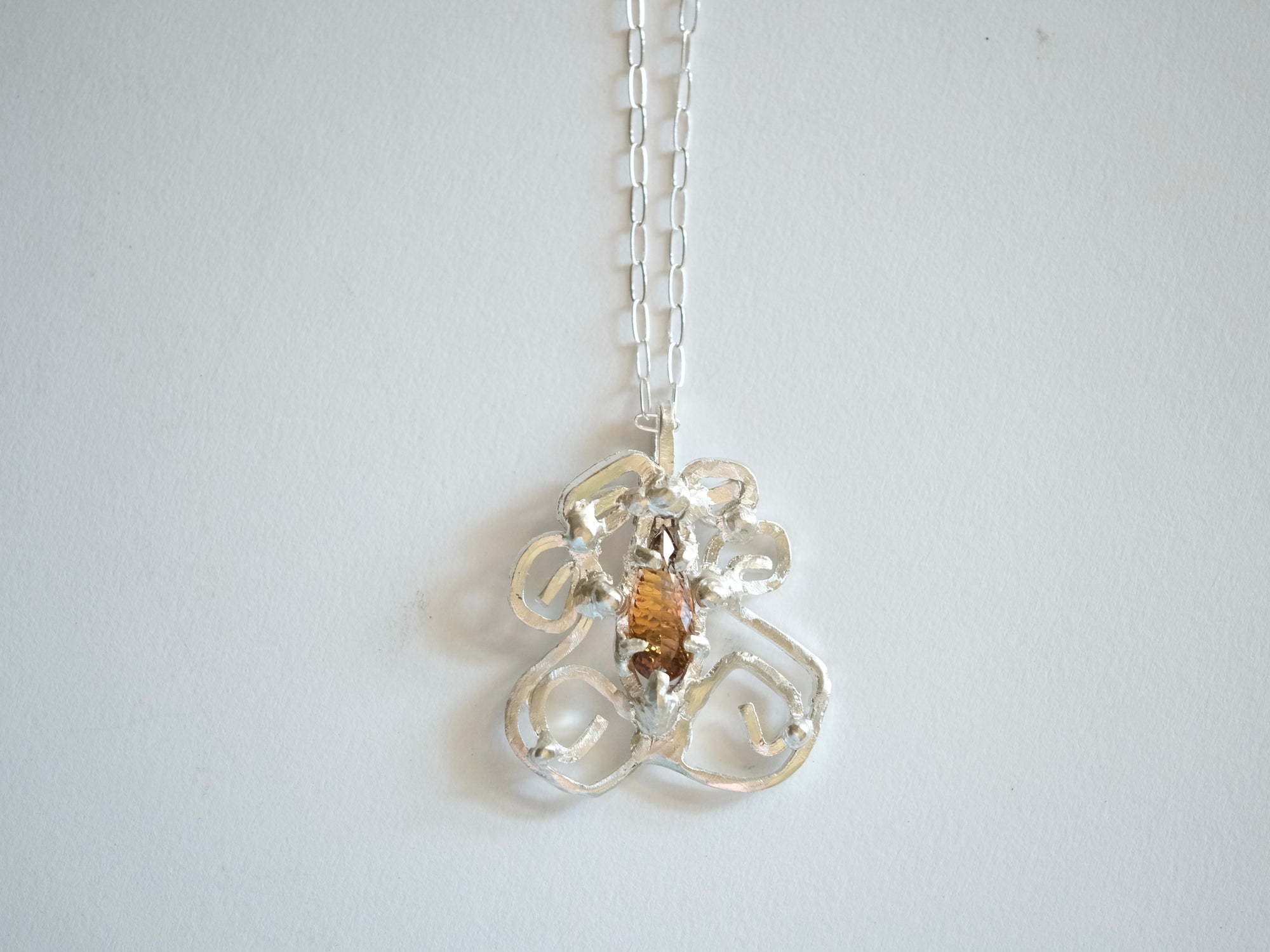 Ornate Tourmaline and Silver Pendant