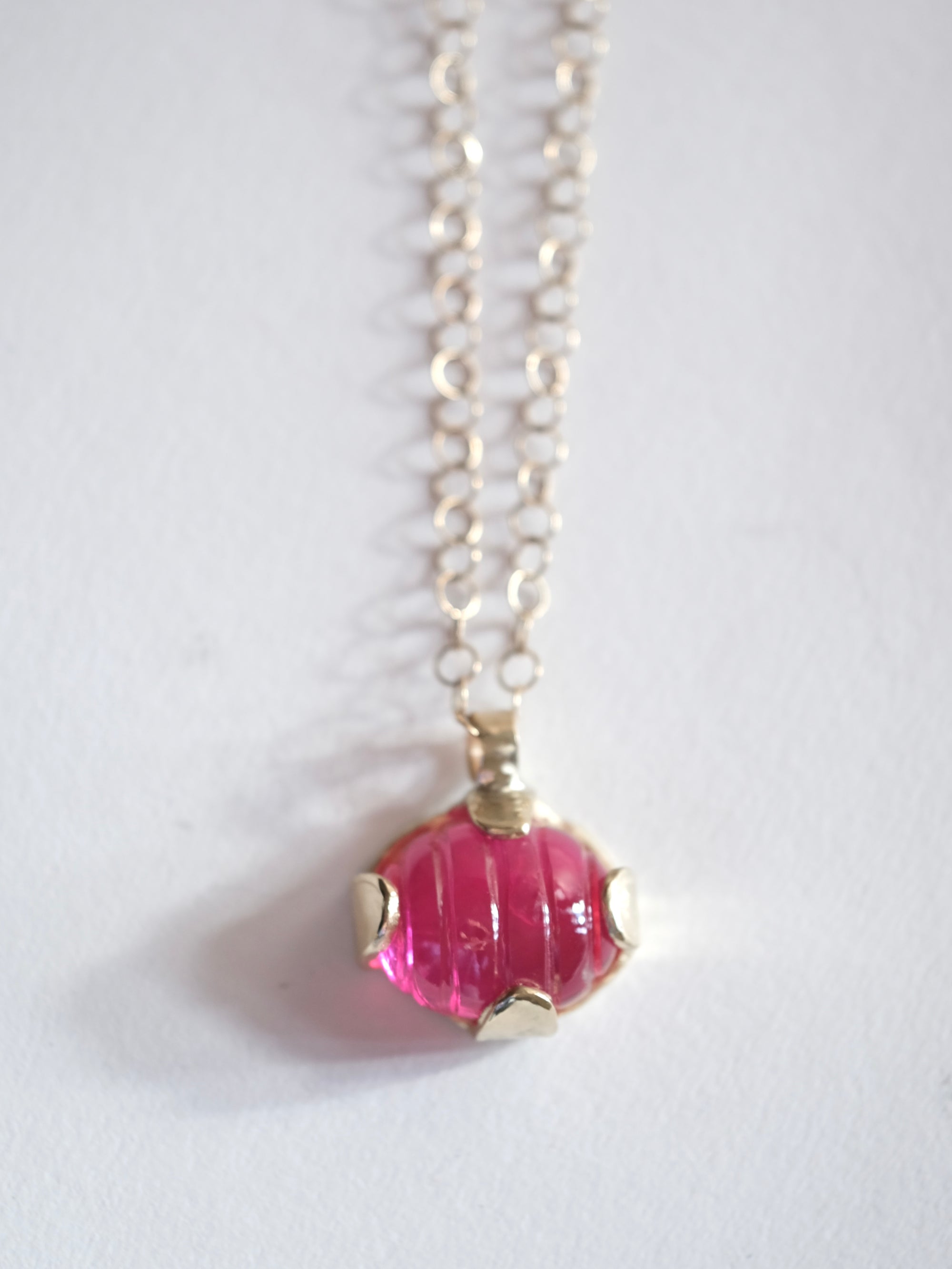 Carved Ruby Pendant on Chain