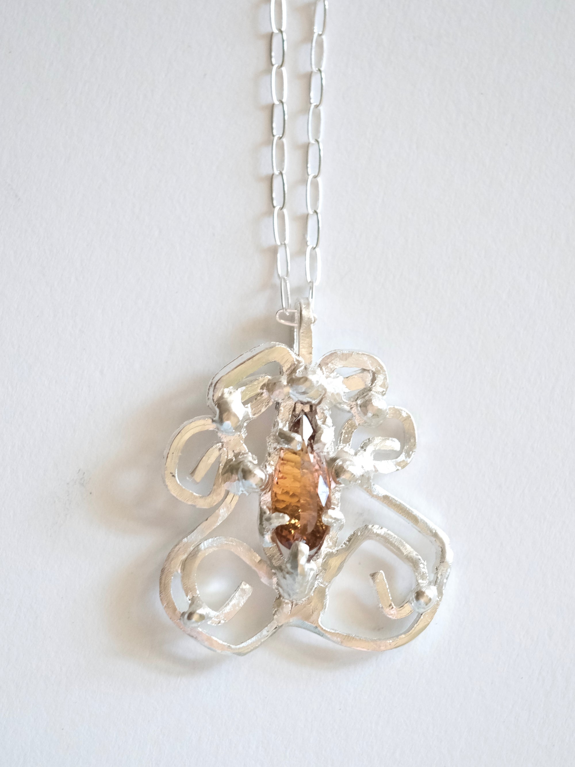 Ornate Tourmaline and Silver Pendant