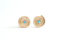 Load image into Gallery viewer, Spiraling Shell Turquoise Stud Earrings
