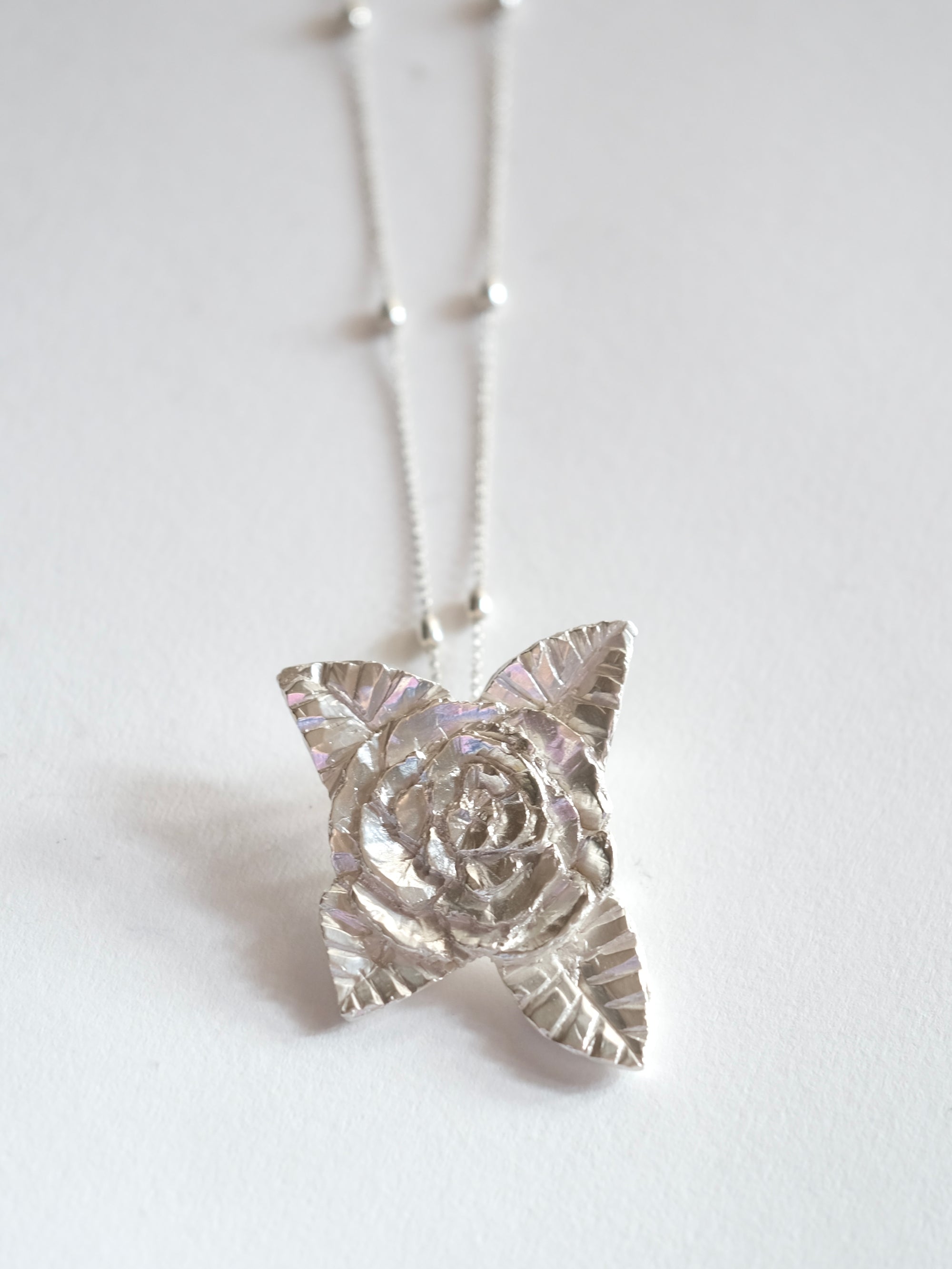 Silver Flower Pendant on Chain