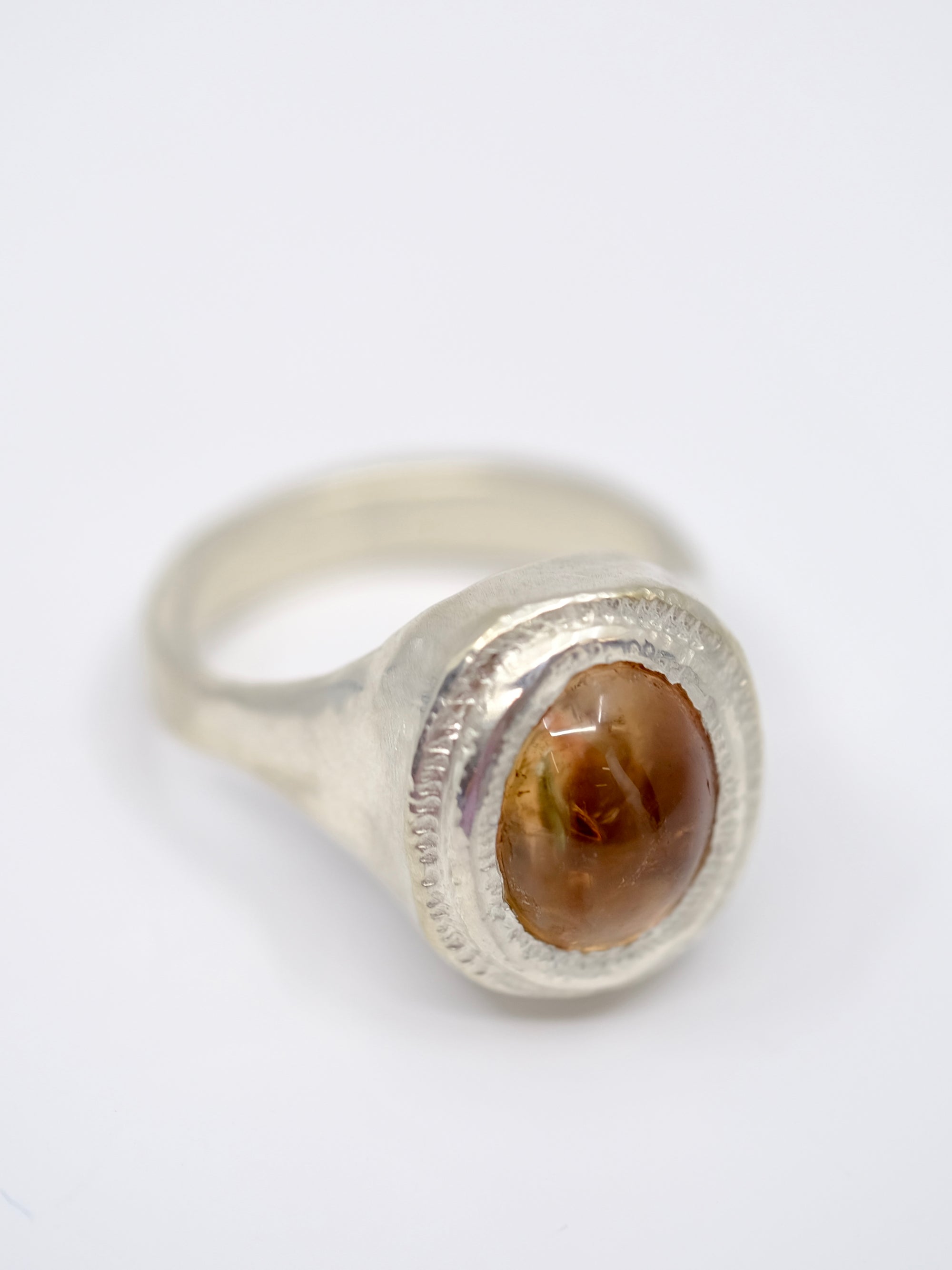 Peach Tourmaline in Silver Ring