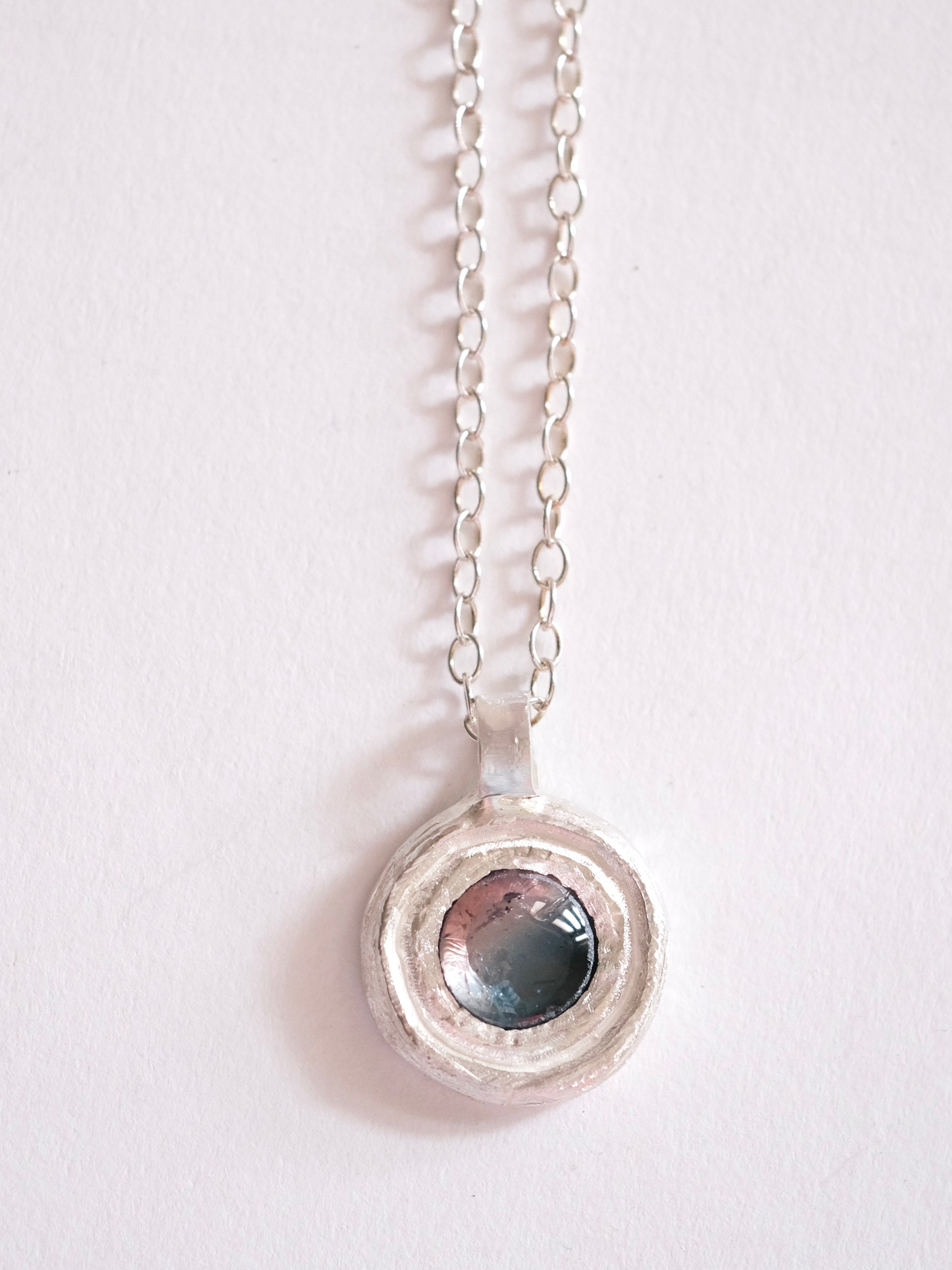 Bicolor Tourmaline Disc Pendant