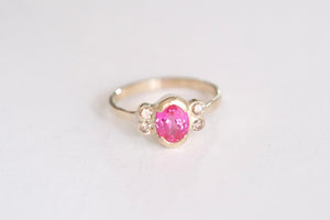 Pink Sapphire with Champagne Diamond Engagement or Special Occasion Ring