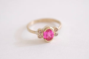 Pink Sapphire with Champagne Diamond Engagement or Special Occasion Ring