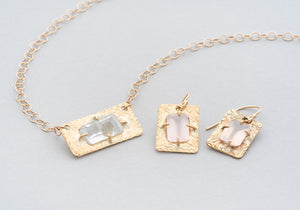Hand Engraved Quartz Horizontal Necklace