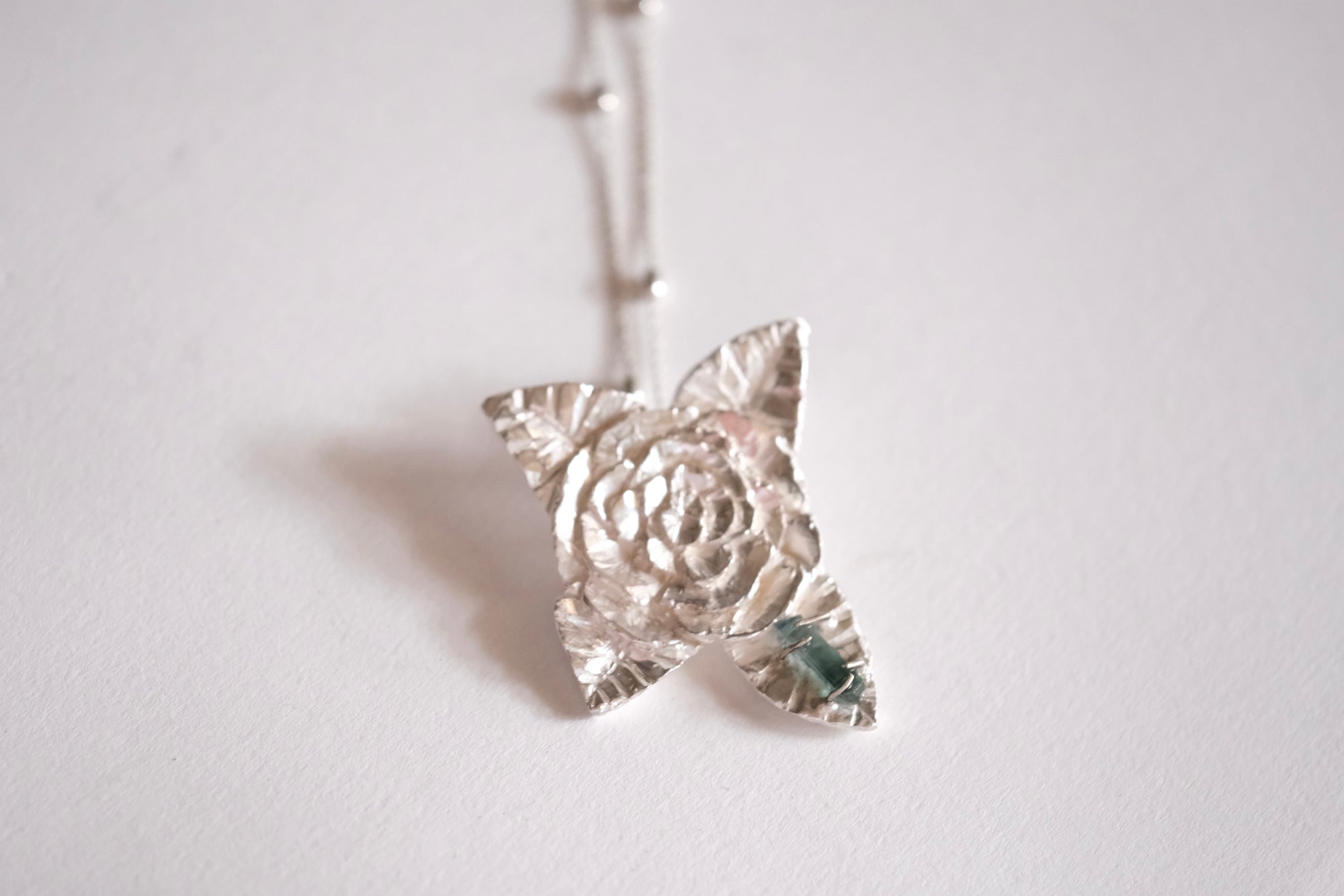 Aquamarine Flower Pendant on Chain
