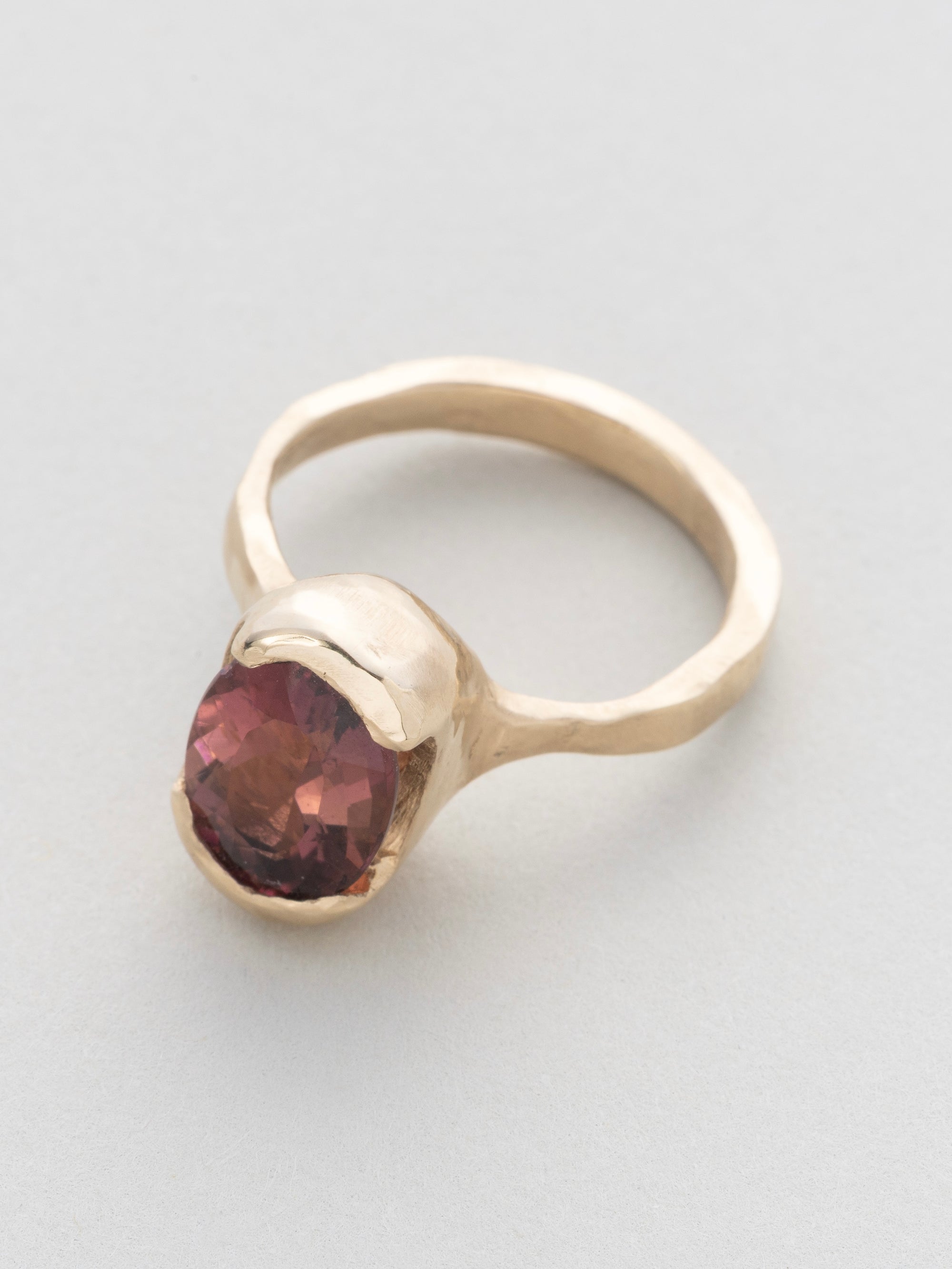 Red-Brown Bi-Colored Tourmaline Gold Ring