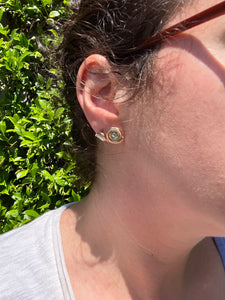 Spiraling Shell Turquoise Stud Earrings