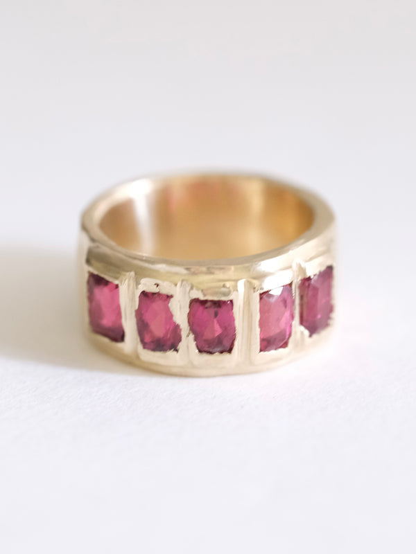 Pink Tourmaline Wide Ring Band