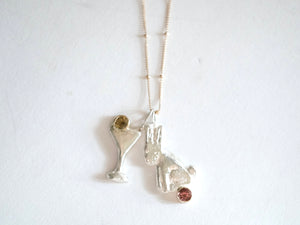 A Bunny and a Martini Necklace