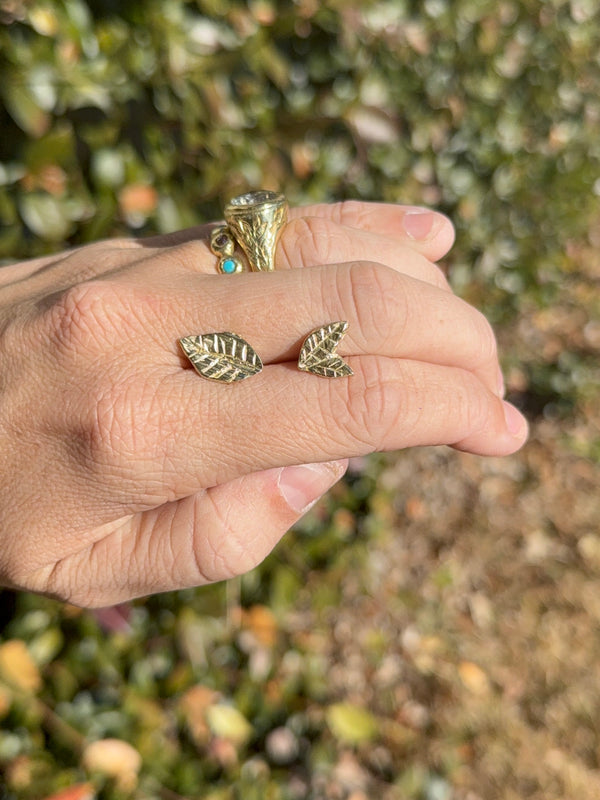 Gold Leaf Stud Earrings