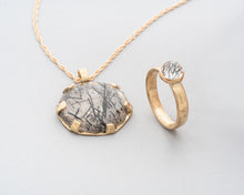 Load image into Gallery viewer, Tourmalated Quartz Band Ring
