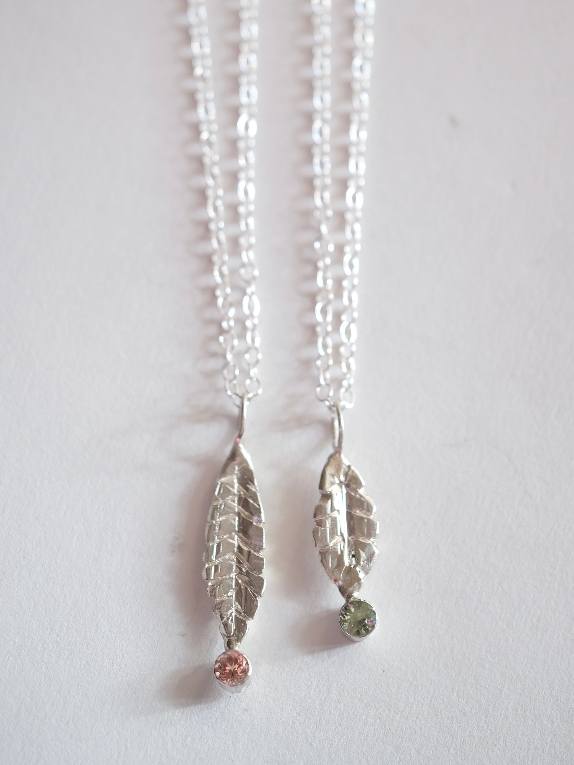 Pink Tourmaline Leaf Pendant