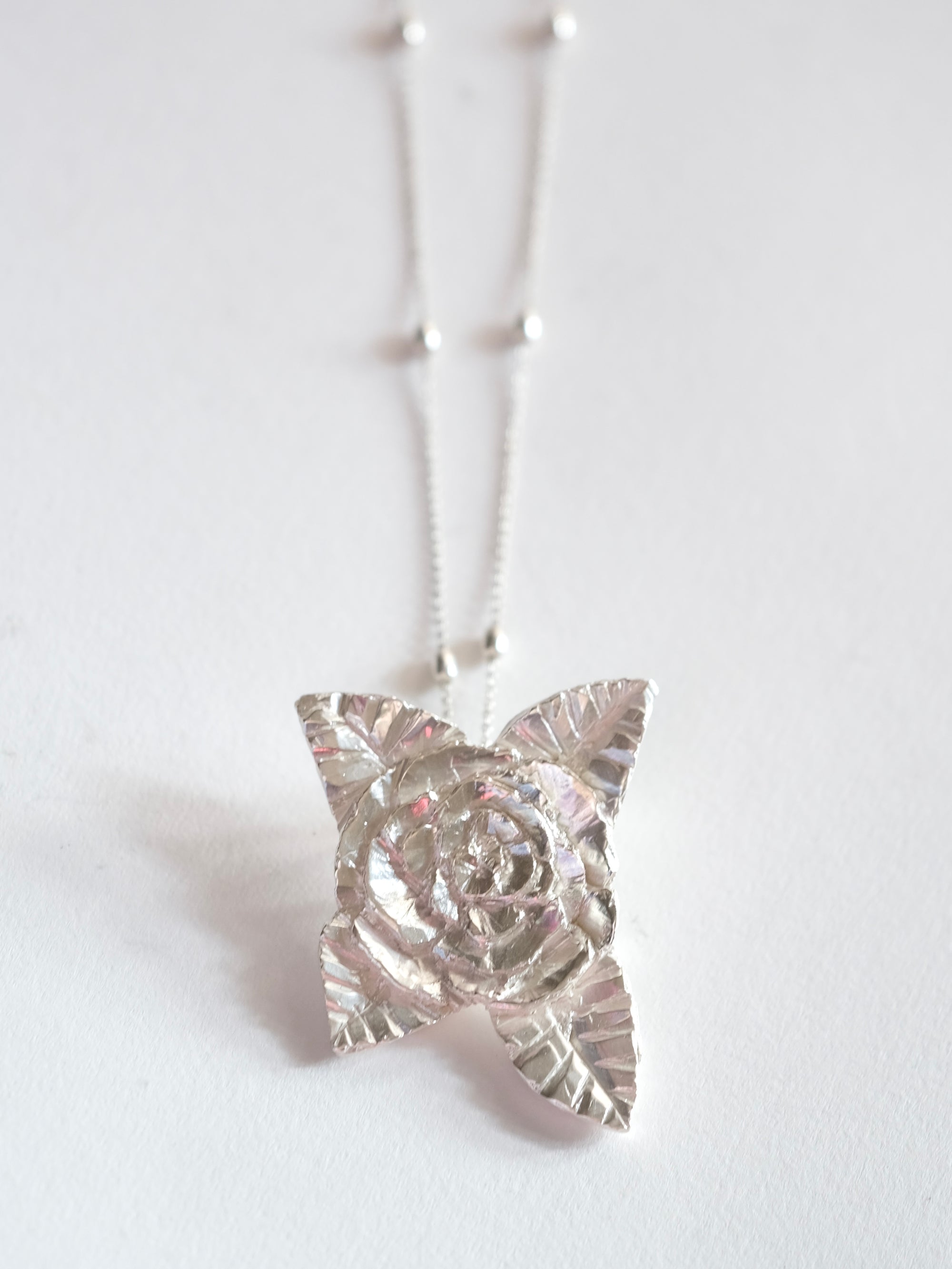 Silver Flower Pendant on Chain