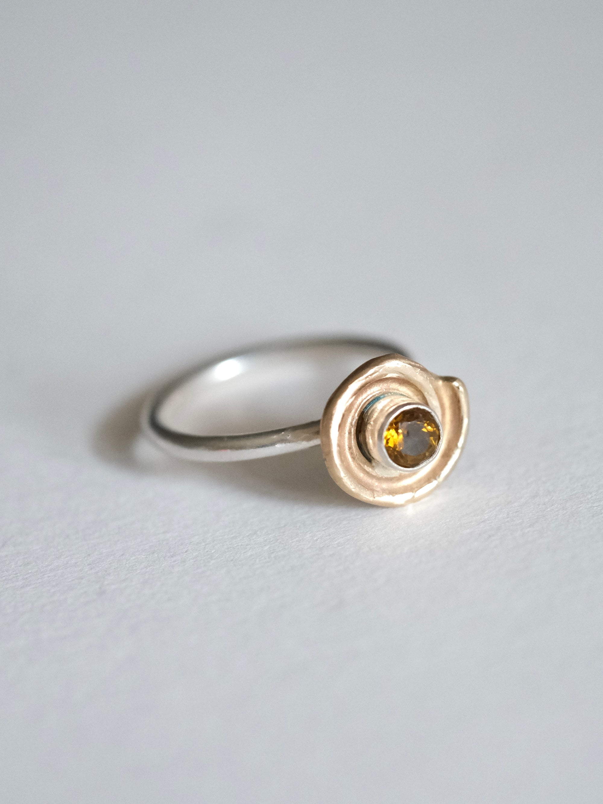 Spiraling Tourmaline Seashell Ring